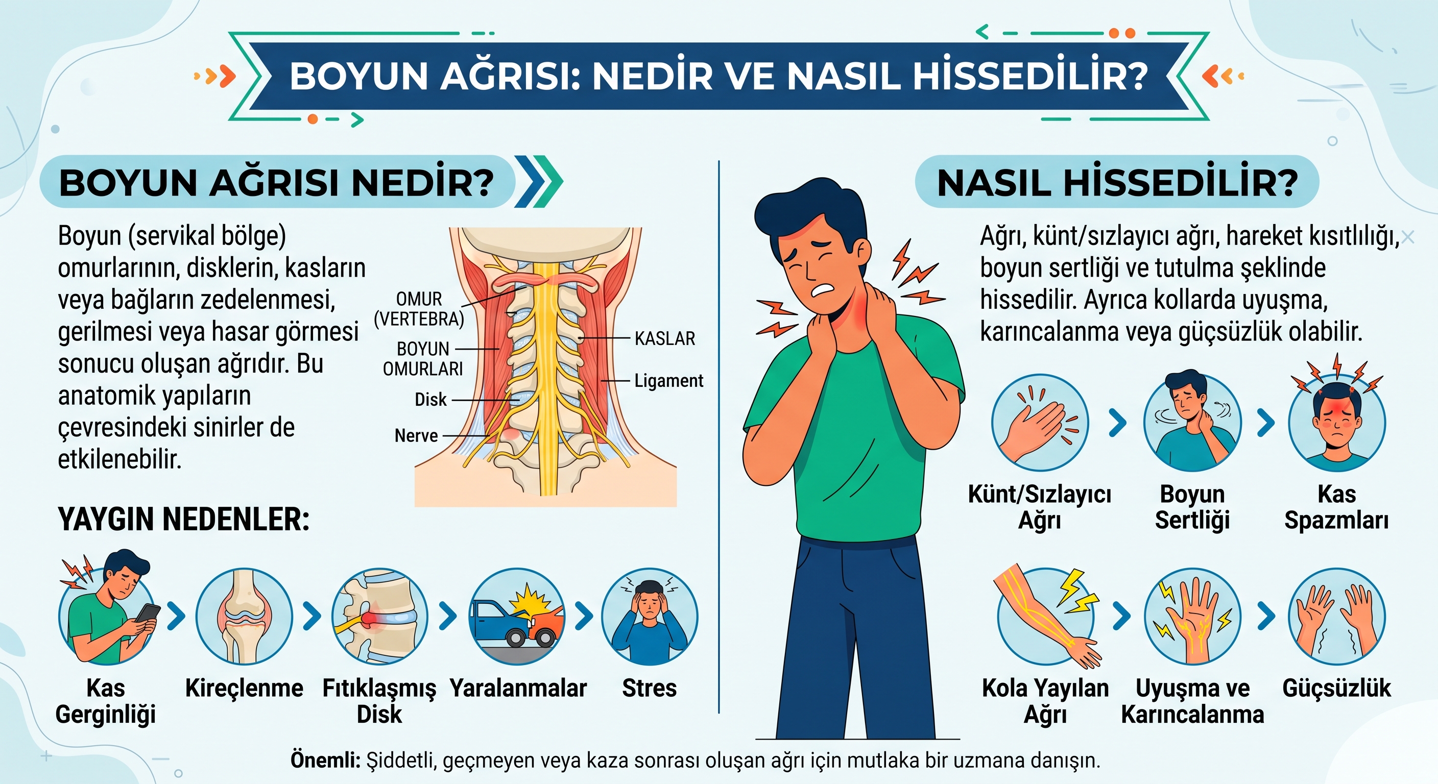 Boyun ağrısı nedir, nasıl hissedilir?
